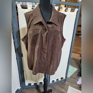 (4198) Denim& Co, Women's Vest, Brown, Size 1X